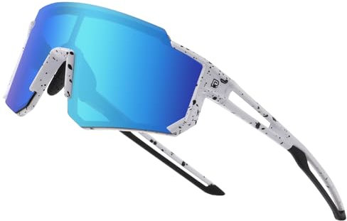 DUCO Polarisierte c Jugend sport Radfahren Schatten Leichter Rahmen UV400 Kind Jungen Mädchen Baseball Sonnenbrille DK310 (Weiß Schwarz Rahmen Schwarz Temple Revo Blau Linse)