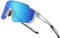 DUCO Polarisierte c Jugend sport Radfahren Schatten Leichter Rahmen UV400 Kind Jungen Mädchen Baseball Sonnenbrille DK310 (Weiß Schwarz Rahmen Schwarz Temple Revo Blau Linse)