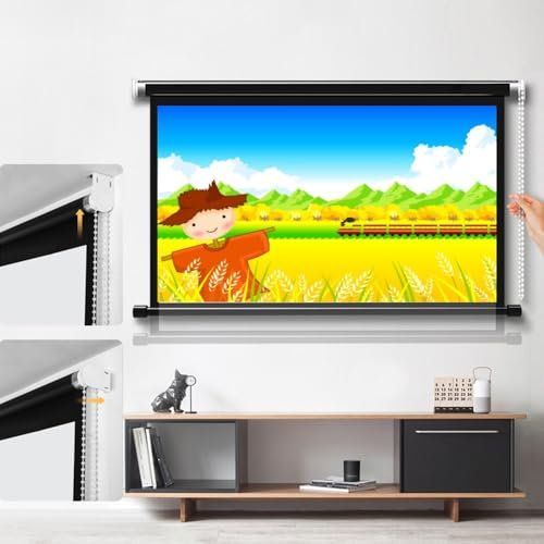 ZYXQQJ 40 50 60 72 Écran De Projection 4K HD Projecteur Portable Écran De Film Manuel Déroulant pour Affichage Public Intérieur Extérieur(60inch-4:3)