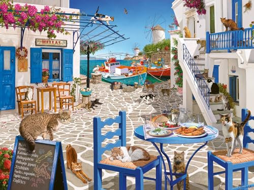 Ravensburger Cat's of Mykonos, Greece - 1500 Piece Jigsaw Puzzle for Adults and Kids Age 12 Years Up