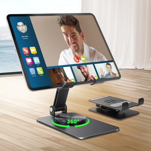 HOTUT Tablet Stand,Stand Tablet Desk Holder Foldable,360° Adjustable Tablet Stand Foldable,Rotating Portable Monitor Stand,Compatible with Phone,Tablets,PS,Switch,Portable Monitor,other 4-13 Device