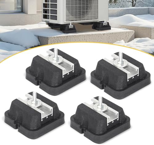 Powrocket Bodenmontage-Basis für Mini-Split-Klimaanlage, 4 Stück, Anti-Vibrationsisolator-Halterung, Gummi-Bodenhalterungs-Basis-Set für kanallose Mini-Split-AC-Wärmepumpe, Luftkompressor, bis zu 907