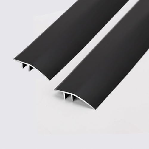 2 Pack Aluminum Floor Transition Strip Door Bar,Floor Bar for Doorways Threshold Ramp Tile Laminate Planks,Bridge The Height Between 6-12mm(Black,0.9m × 4.3cm)