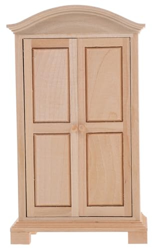 Alasum Mini Wardrobe for Dolls House Miniature Furniture 1/12 Scale Closet Model Wooden Doll House Closet Decoration for Bedroom Living Room Diy Scene 6.26 X 3.66 X 1.65 in
