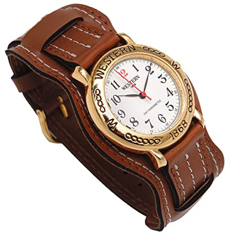 Dcasmo Group Montre Militaire Mécanique et Antimagnétique avec Sweat Militaire Marron New Old Stock 1980 - Horlogerie Ancienne Traditionnelle - Boucle Acier Inoxydable