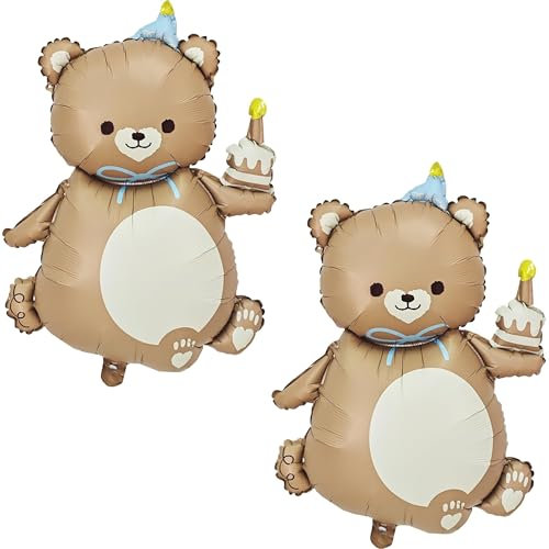 Bär Folienballon Groß, 2 Stück Teddybär Luftballons Helium Ballons Bär Geburtstag Deko Niedlich Folienballons Kinder für Bär Themenparty, Geburtstag, Fotografiezubehör