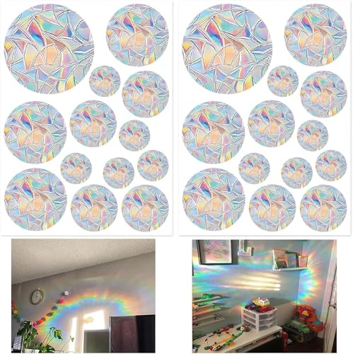 VIDSTW 26 Stück Suncatcher Sticker Sonnenfangende Hand Sonnenfänger Sticker | Vogelschutz Prisma Fensteraufkleber Regenbogeneffekt für Fenster Glastüren Terrassentüren Glasschiebetüren
