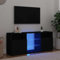 HOMTAKIE Meuble TV avec Lumières LED, Armoire de Télévision, Meuble TV LED,Meuble Télé de Salon, Armoire Basse Salle de Séjour Intérieur, Moderne, Noir 120x30x50 cm