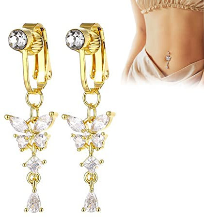 Skinyslim Lymphy Magnet-Therapy Mag Bauchring, Shinyskinny Lymphadrainage Bauchnabelringe, Nicht Piercing Akupressur Magnetische Bauchnabelringe zum Abnehmen, Schmetterlings-Bauchnabelringe