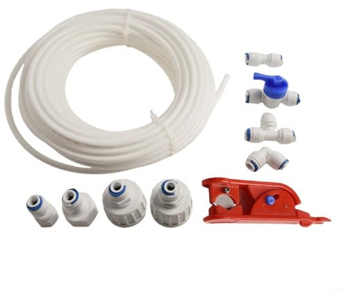Alanmoship 15M Water Supply Pipe Tube And Refrigerator Connection Kit,Refrigerator Hoses, Fridge Water Pipe Connector For Samsung, For BOSCH,For Siemens,For Neff