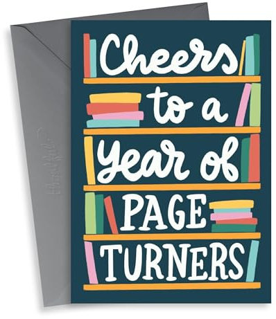 Modern Birthday Card - Cheers To A Year Of Page Turners - Book