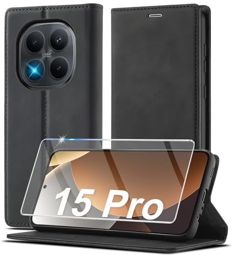 Handyhülle für Xiaomi Redmi Note 15 Pro 5G Hülle Leder, Mit Schutzfolie, für Xiaomi Redmi Note 15 Pro 5G Klapphülle Ledermaterial, Kartenfach RFID-Blockierung Wallet Case, Flip Klappbar Schutzhülle