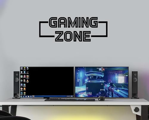 Gaming Zone Wall Sticker for Boys Room – Vinyl Wall Decal for Gamers, Consoles, Bedrooms & Game Rooms – Cool Gamer Decor Sign GZBM (Black Matt, W60xH21cm)