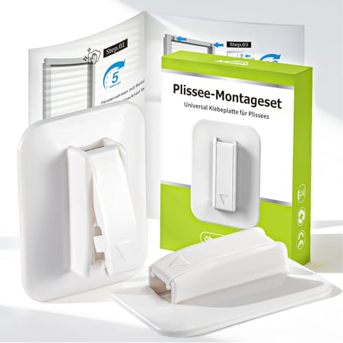 Ancable 4 Stück Klebeplatten mit Spannschuh für Plissee Montage ohne Bohren - Hochfeste Klebestreifen Selbstklebend Anti-Drop für Kunststoff PVC Alu Fensterrahmen