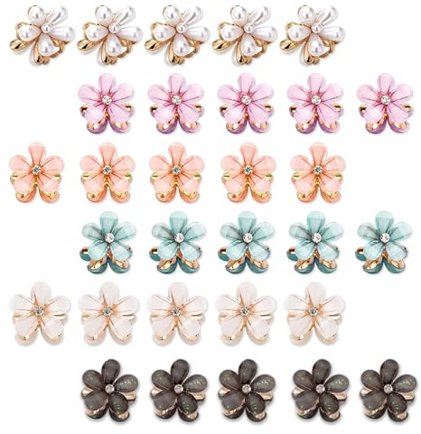 JNYUTEEN 30 Pinces À Cheveux Fleur, Petite Pince Fleur Mini Hair Claw Clip, Pinces Décoratives Mariage Pince À Cheveux Petite Accessoire Cheveux Clip Pour Femme