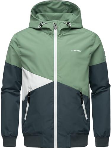 Ragwear Herren leichte Übergangsjacke in Block-Muster wasserdicht atmungsaktiv mit Kapuze Renad YOUMODO S-6XL