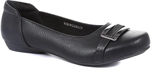 Pavers Womens Wide Fit Buckle Detailed Slip On Pumps | All Year Round | Slip On Shoe
