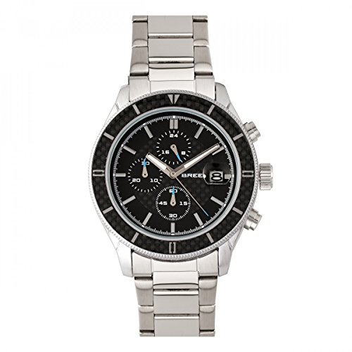 BREED Maverick Chronograph Bracelet Watch with Date - Silver/Black