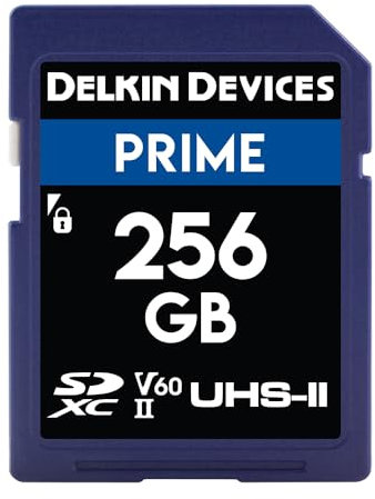 Delkin Prime 256GB SD Card for Digital Camera | SDXC UHS-II (U3/V60) – High Endurance SD Card | 8K, 4K, Full HD, RAW Burst | DSLR SD Memory Card 256GB