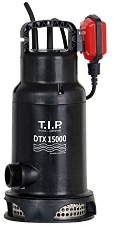 T.I.P. Schmutzwasser Tauchpumpe für Fischbesatz (15.000 l/h Fördermenge, 8 m Förderhöhe, 0,8 bar Druck, 600 W, 22 mm Korngröße, Dauerbetrieb, VORTEX Laufrad, Inkl. Schutzgitter) DTX 15000, 30257