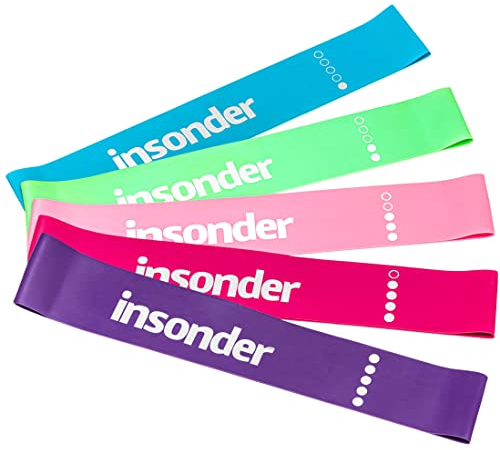 Insonder Fitnessbänder 5er Set - Resistance Bands Set - Widerstandsbänder, Gymnastikband, Fitnessband - Strength Training Equipment - Gummiband Sport - Trainingsbänder + Booty Band