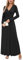 OUGES Women's Winter Spring Casual V Neck Long Sleeve Wrap Ladies Maxi Long Dress with Pockets(Black,L)