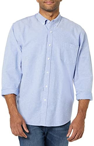 Amazon Essentials Men's Slim-Fit Long-Sleeve Pocket Oxford Shirt, Blue, XL