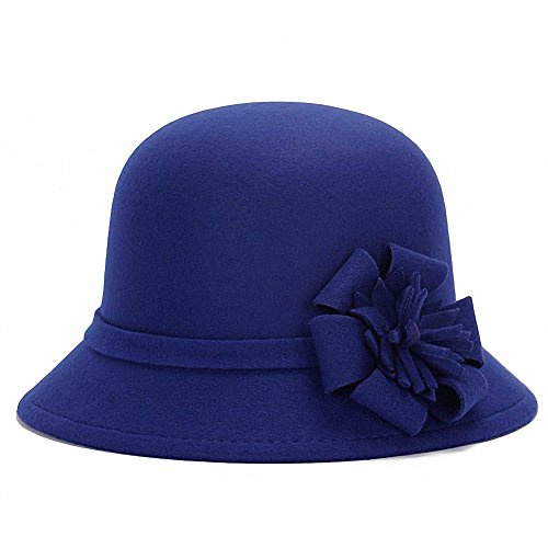 Ulalaza Seau de Couleur Unie Cloche avec Chapeau Melon Fedora Floppy Derby Vintage Chapeau Artificiel en Feutre pour Femmes