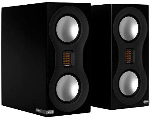 Monitor de audio de estudio satinado negro par altavoces de soporte nuevos