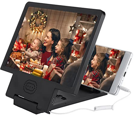 Eboxer Handy-Bildschirm-Vergrößerungsglas-Video-HD-Vergrößerungsglashalterung Vergrößern Bildschirm mit Lautsprecher für Handy (schwarz)