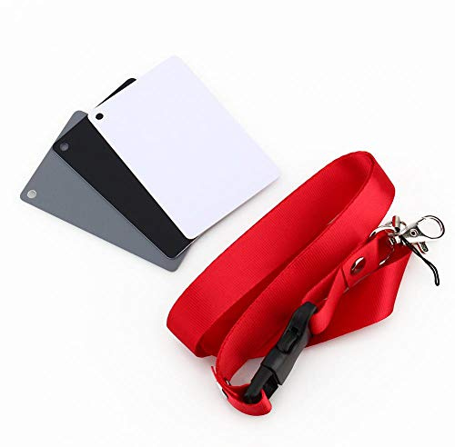 18% Grey Card Photography Grey Card White Balance White Balance Card Set 3 in 1 18% Digital Photography Exposure Color Balance Card Set Gray/White/Black | Pigment-coated card stock for color balance calibration, includes quick-release neck strap, fits digital cameras
