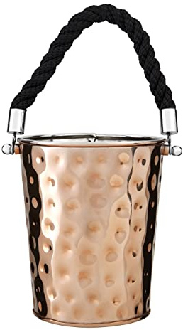 Miressa Party Bucket, Hammered Effect/Rope Handle, Copper Stainless Steel, Small