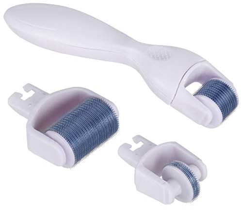 BOWKA Derma Roller Bartroller Microneedling Roller 3 in 1 Set Skin Care I 600 (0,30mm) 180 (0,25mm) 1200 (0,50mm) Für Gesicht und Körper (blau)