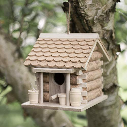 Garden Mile® Maison Oiseaux Exterieur en liège et en Bois à Suspendre pour Le Jardin décoration de Jardin nichoirs à Oiseaux Sauvages en liège.