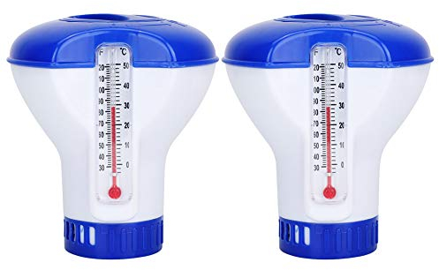 Jeffergarden Chlor-Pool, schwimmend, Chemikalien-Thermometer, Chlor-Spender für Pool, mit Tablet-Halterung (2 Stück)