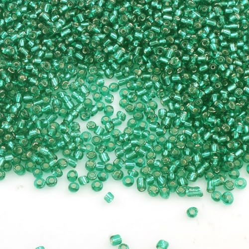 Perlin 450g Rocailles Perlen Saatperlen Miniperlen 2mm Silbereinzug Set Glasperlen Rund 30000 Stück 11/0 Perlentiere Seed Beads Peridot Grün