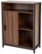 BAKAJI Meuble Bas bibliothèque, Design Moderne, Industriel, Structure en Acier et Bois MDF, Noyer avec 2 Portes coulissantes, étagère à Vue et 2 étagères intérieures 64 x 30 x 81 cm