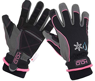 HLDD HANDLANDY wasserdichte & Winddichte Winterhandschuhe für Damen, Touchscreen Thermohandschuhe für kaltes Wetter, Ski Snowboard Arbeit Warme Handschuhe (L, Pink)