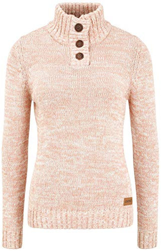 OXMO OXPhilicita Damen Strickpullover Troyer Grobstrick Pullover 100% Baumwolle Regular fit, Größe:XL, Farbe:Cameo BROW (7951783)