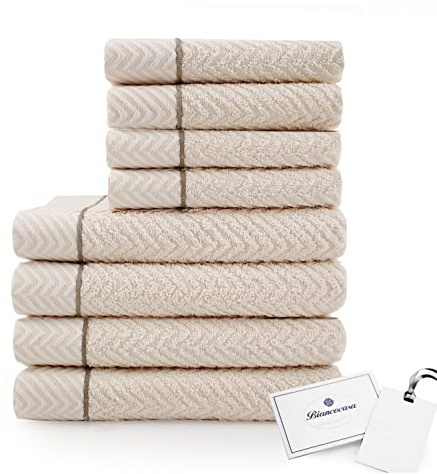 Zucchi Biancocasa Handtuch-Set, 8 Stück, natürliche Linie VAR. Natur und Braun. + Duftplatte für Schränke
