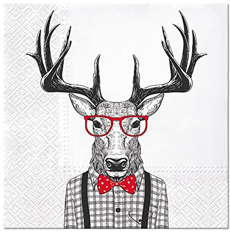 20 Servietten Hirschmann chic | Tiere | Tiermotiv | lustig | witzig | Wald | Jagd | Jäger | Tischdeko 33x33cm