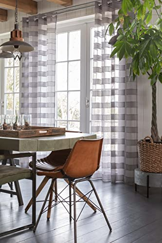 Elbersdrucke Ösenschal Jonte 07 grau halbtransparent 255x140cm 201395 Vorhang für das Wohnzimmer Schlafzimmer Küche Flur Kinderzimmer