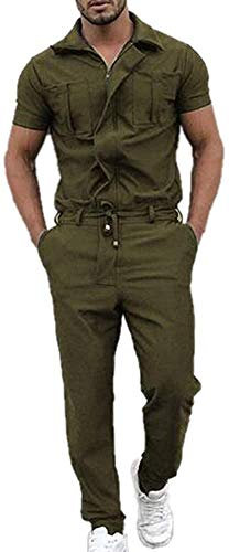 oytto Herren Revers Latzhose Kurzarm Arbeitsoverall Kurzarm Arbeitskleidung Boilersuit Latzhose, grün, XX-Large