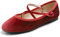 Feversole Women's Stretchy Elastic Ankle Straps Ballet Flats Shoes Coral Velvet Size 5 UK