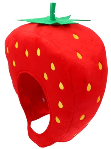Alipis Erdbeerhut Lustige Obst Kopfbedeckung: Erdbeere Cosplay Kappe Einheitsgröße Erdbeermütze Plüsch Spaß Obsthüte Karneval Kopfbedeckung für Karneval Cosplay Dress Up Supply