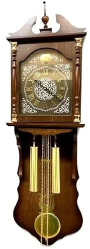 Relojesdeco Pendelwanduhr, 110 cm, Holz und Glas, Quarzuhr, mit Klingel, 3 Melodien, voller Klang und Zimmer