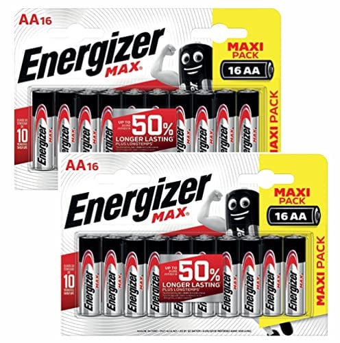 16 x Energizer Max AA Alkaline Batteries | 1.5V Mercury-Free & Leak Resistant | Longer Lasting Power & Better Performance | 10 Year Shelf Life, Pack of 16
