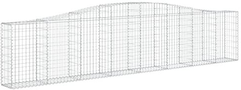 vidaXL Gabione mit Hochbogen 10 STK., Steinkorb Drahtkorb Dekorativ, Gabionenkörbe Verstärkte Gabionenhaken, Gabionenwand Gabionen Zaun Garten, Verzinktes Eisen