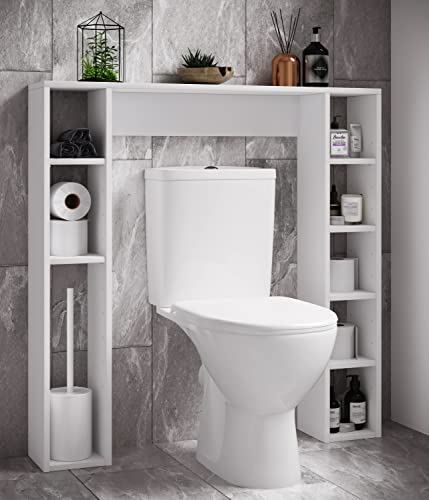 Holz Wandregal | Standregal | Überbau WC | Maße: H. 100 x B. 98 x T. 18 cm | 8 Fächer - Tinoli M