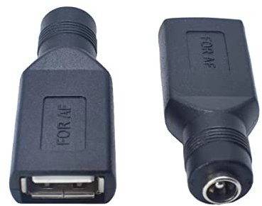 YSJJZRL 2 uds Adaptador USB a CC USB Macho/Hembra a CC 5,5x2,1mm Conector Hembra Carga Barril Jack Adaptador de Corriente (USB Hembra a DC 5,5 * 2,1 Hembra)